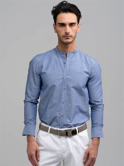 camicia jeans uomo blu collo coreano tessuto denim versace|Camicie Di Jeans VERSACE JEANS COUTURE .